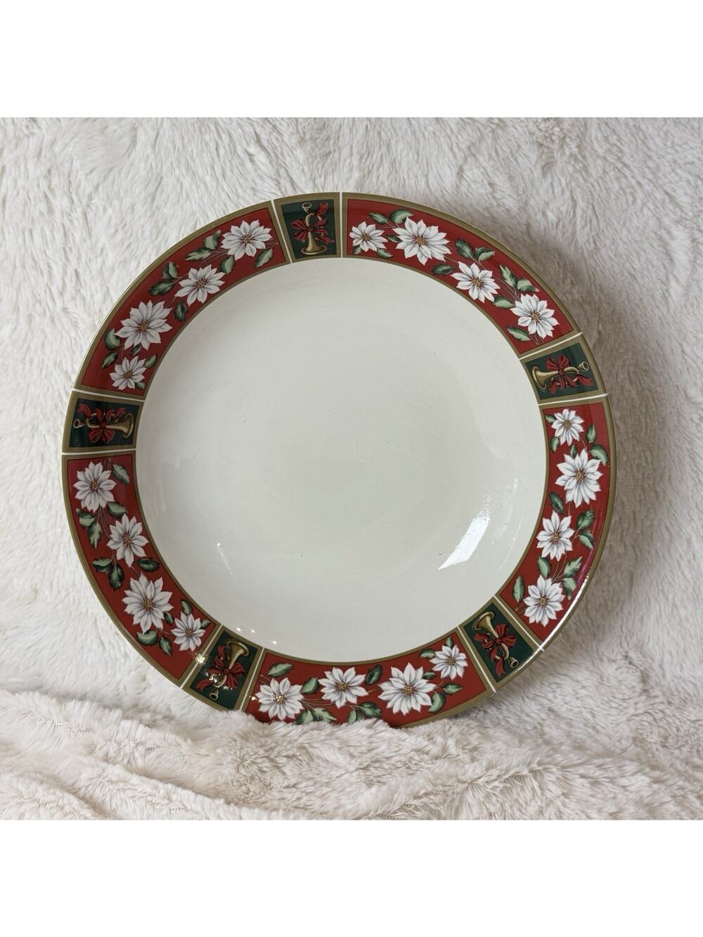 Charlton Hall Kobe Christmas Flowers Serving Set Vegetable Bowl & Platter EUC E